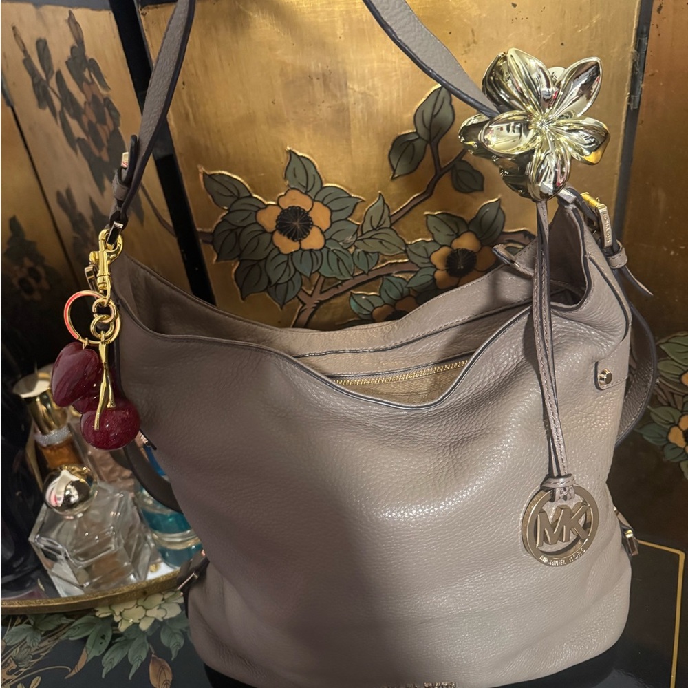 Michael Kors Taupe Leather Shoulder Bag